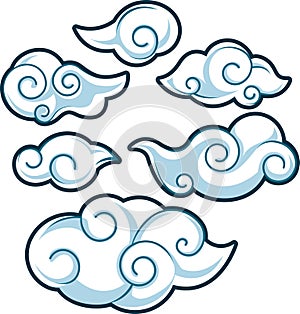 Japanese or Chinese style cloud design set