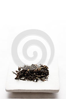 Japanese or Chinese tea leaf on white background