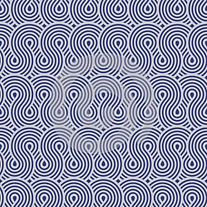Japanese Circle Wavy Line Vector Seamless Pattern
