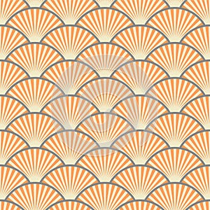 Japanese Clam Shell Fan Vector Seamless Pattern