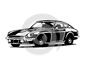 Japanese classic car isolated on white background side view. best for badges, icons and emblems