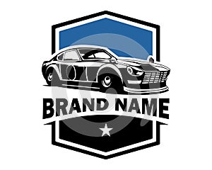 Japanese classic sports car logo isolated on a white background side view. vector illustration available in eps 10