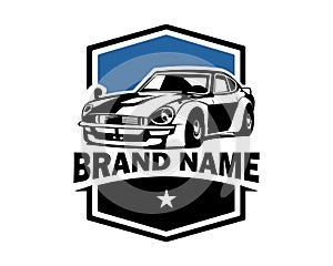 Japanese classic sports car logo isolated on a white background side view. vector illustration available in eps 10