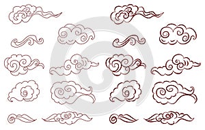 Japanese cloud and wave for printing on paper.