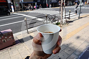 Japanese coffee on the street of Osaka photo