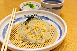 Japanese cold ramen noodles or Zaru ramen