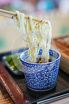 japanese cold soba noodle serve with soy sauce,japanese food