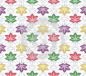 Japanese Colorful Maple Leaf Vector Seamless Pattern