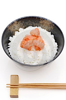 Japanese white rice with karashi mentaiko