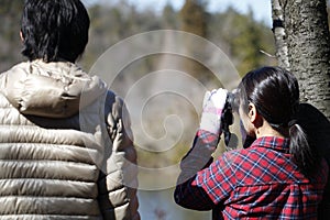 Japanese couple, bird watching hobby,