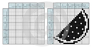 Japanese crossword puzzle. Kids and adult mathematical mosaic. Nonogram. Logic puzzle game. Digital rebus. Vector illustration