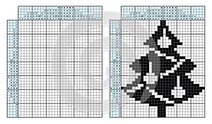 Japanese crossword puzzle. Kids and adult mathematical mosaic. Nonogram. Logic puzzle game. Digital rebus. Vector illustration