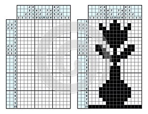 Japanese crossword puzzle. Kids and adult mathematical mosaic. Nonogram. Logic puzzle game. Digital rebus. Vector illustration