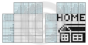 Japanese crossword puzzle. Kids and adult mathematical mosaic. Nonogram. Logic puzzle game. Digital rebus. Vector illustration