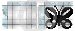 Japanese crossword puzzle. Kids and adult mathematical mosaic. Nonogram. Logic puzzle game. Digital rebus. Vector illustration