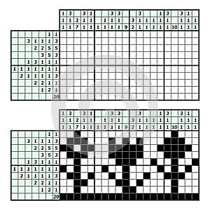 Japanese crossword puzzle. Kids and adult mathematical mosaic. Nonogram. Logic puzzle game. Digital rebus. Vector illustration