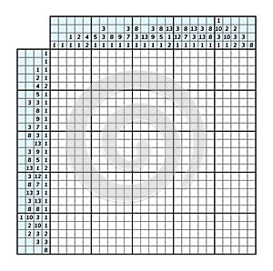 Japanese crossword puzzle. Kids and adult mathematical mosaic. Nonogram. Logic puzzle game. Digital rebus. Vector illustration