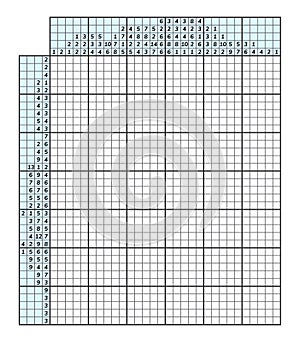 Japanese crossword puzzle. Kids and adult mathematical mosaic. Nonogram. Logic puzzle game. Digital rebus. Vector illustration