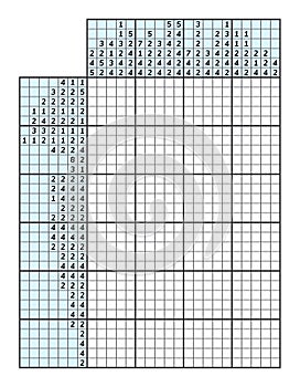 Japanese crossword puzzle. Kids and adult mathematical mosaic. Nonogram. Logic puzzle game. Digital rebus. Vector illustration