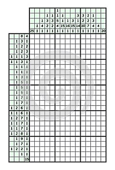 Japanese crossword puzzle. Kids and adult mathematical mosaic. Nonogram. Logic puzzle game. Digital rebus. Vector illustration