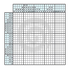 Japanese crossword puzzle. Kids and adult mathematical mosaic. Nonogram. Logic puzzle game. Digital rebus. Vector illustration