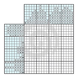 Japanese crossword puzzle. Kids and adult mathematical mosaic. Nonogram. Logic puzzle game. Digital rebus. Vector illustration