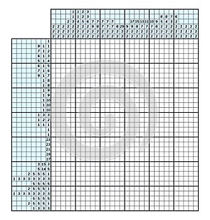 Japanese crossword puzzle. Kids and adult mathematical mosaic. Nonogram. Logic puzzle game. Digital rebus. Vector illustration