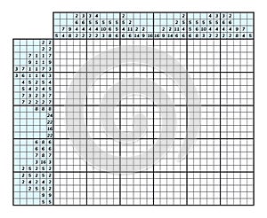 Japanese crossword puzzle. Kids and adult mathematical mosaic. Nonogram. Logic puzzle game. Digital rebus. Vector illustration