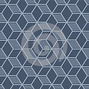 Japanese Cube Line Net Vector Seamless Pattern