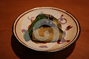 Japanese cuisine: eggplant and green pepper tempura