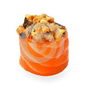 Japanese cuisine food closeup - salmon gunkan