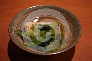 Japanese cuisine: herring and komatsuna