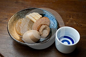 Japanese Cuisine Oden and sake