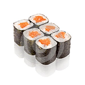 Japanese cuisine. Salmon Maki sushi.