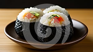 Japanese Cuisine - Sushi Roll with Salmon, Cream Cheese and Avocado inside