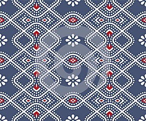 Japanese Curl Diamond Net Vector Seamless Pattern