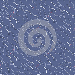 Japanese Curl Line Flow Vector Seamless Pattern