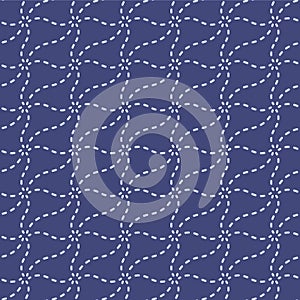 Japanese Curl Line Wave Net Vector Seamless Pattern