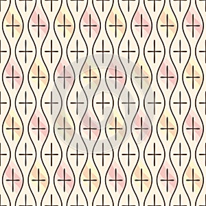 Japanese Curl Line Zigzag Vector Seamless Pattern