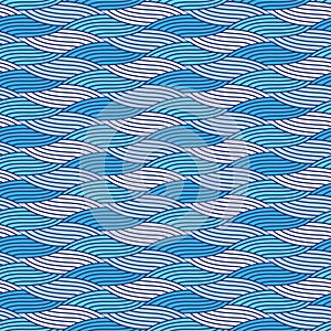 Japanese Curl Zigzag Ocean Wave Vector Seamless Pattern