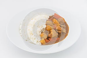 Japanese Curry with rice isolated