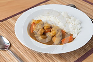 Japanese Curry with rice on table ready to serve