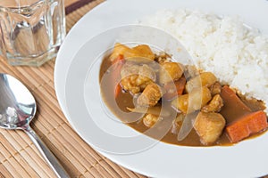 Japanese Curry with rice on table ready to serve