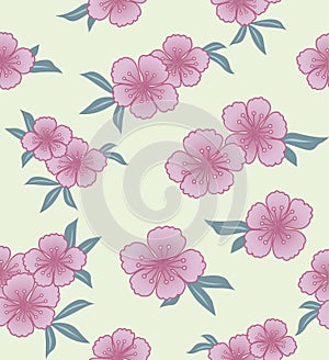 Japanese Cute Cherry Blosssom Vector Seamless Pattern