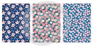 Japanese Cute Colorful Cherry Blossom Abstract Vector Background Collection