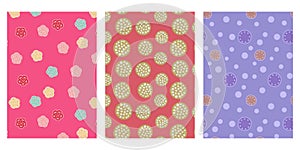 Japanese Cute Curly Star, Flower Ball, Dot Circle Abstract Vector Background Collection