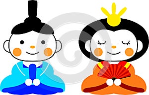 Japanese cute Hina dolls set.ai