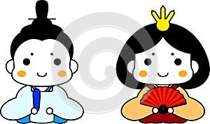 Japanese cute Hina dolls set.ai