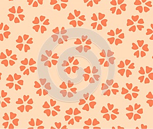 Japanese Cute Orange Cherry Blossom Vector Seamless Pattern