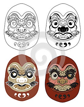 Japanese Daruma Doll vector for Tattoo and Print.